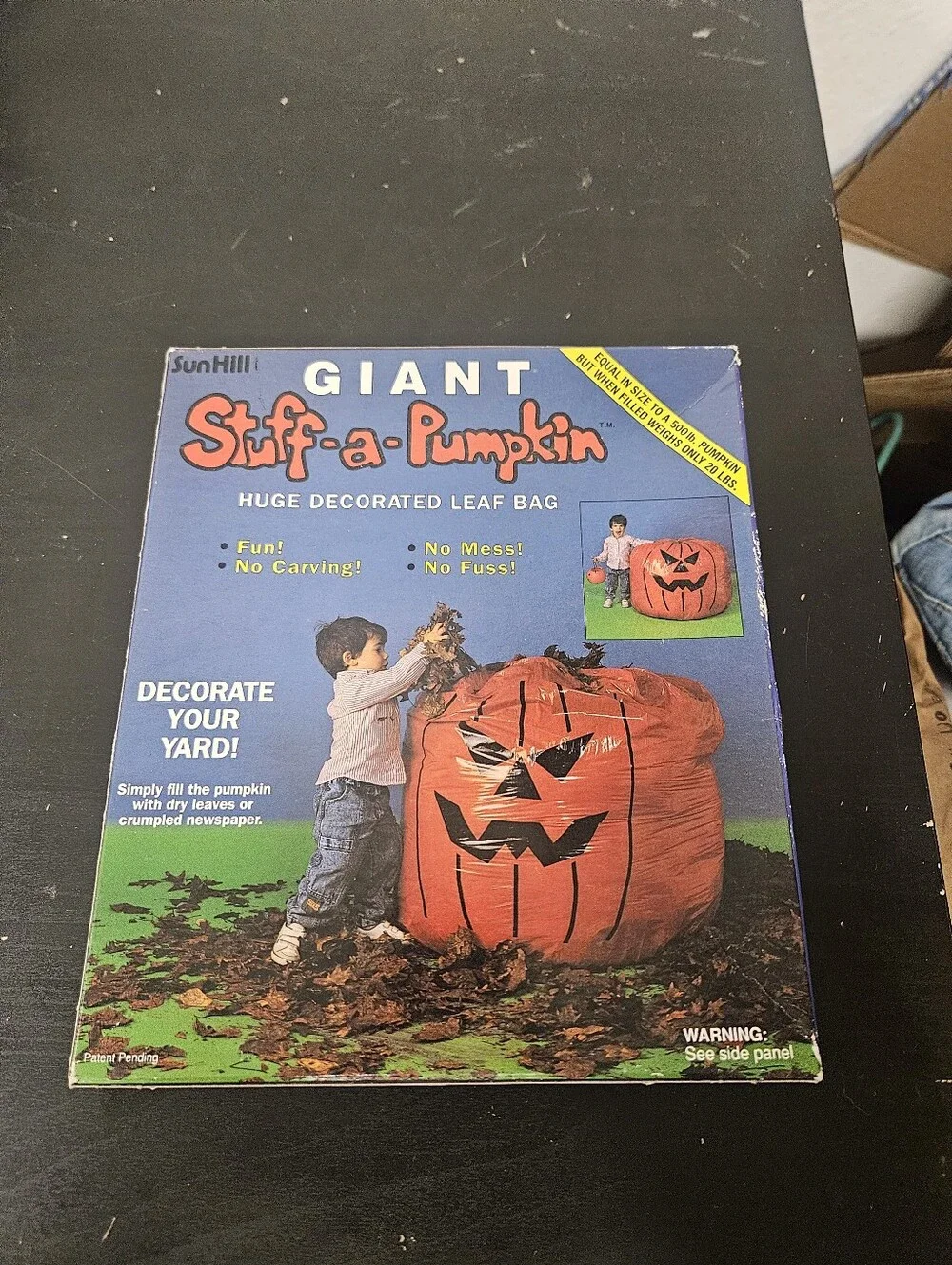 Vintage 1989 SunHill Halloween Giant Stuff A Pumpkin Leaf Bag